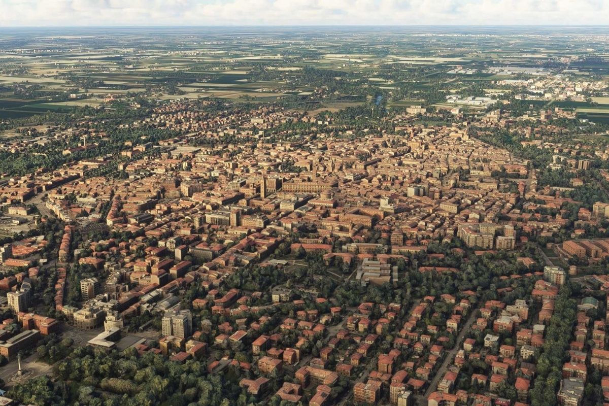 Vista panoramica di Forlì con i suoi monumenti e architettura, ideale per un blogger di viaggio